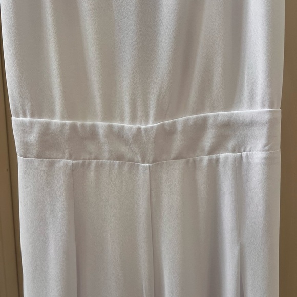 Pink Lily Pure White Chiffon Jumpsuit with Tie Back, Spaghetti strap, size L - Picture 6 of 9